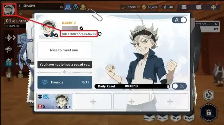 วิธีหา AID เกม Black Clover M