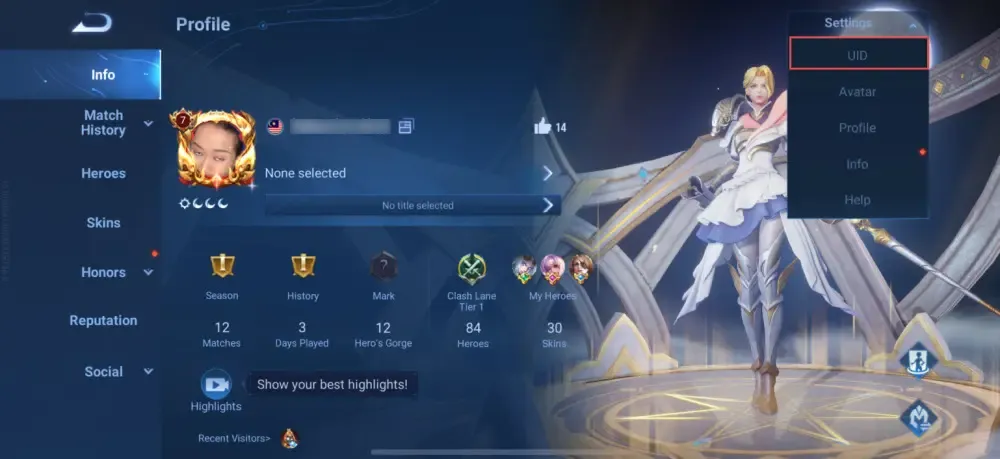 วิธีหา UID เกม Honor of Kings