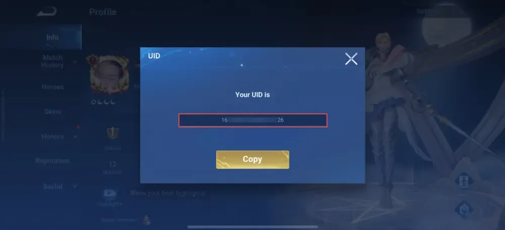 วิธีหา UID เกม Honor of Kings